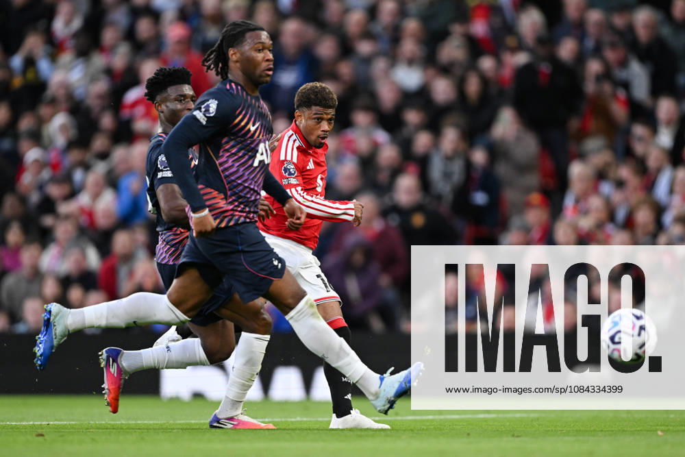 MANCHESTER, ENGLAND, OCT 10: Amad Diallo of Manchester United, ManU takes a shot at goal during the Premier League match between Manchester United and Tottenham Hotspur at Old Trafford in Manchester, England (Will Palmer Sports Press Photo)