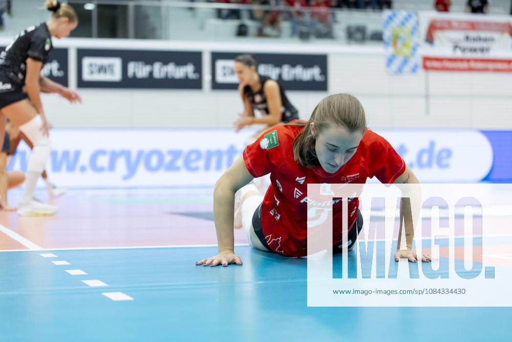 DEKRA 1st Bundesliga Women: Schwarz Weiss Erfurt vs. Rote Raben Vilsbiburg, Erfurt, October 10, 2026; Sarah Stiriz 9, Rote Raben Vilsbiburg; DEKRA 1st Bundesliga Women: Schwarz Weiss Erfurt vs. Rote Raben Vilsbiburg, Riethsporthalle, Erfurt, 1October 10, 2026