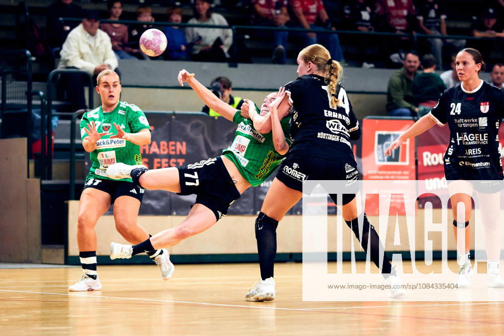 LEONI BASSINER Fuechse Berlin, 77, Nora Erhardt SG Nuertingen Zizishausen, 14, ANOUK NIEUWENWEG Fuechse Berlin, 47, Lisa Fuchs, SG Nürtingen Zizishausen, 24, GER, Women’s Handball Bundesliga 2, Fuechse Berlin vs. SG Nürtingen Zizishausen, 2026–27 season, Matchday 5, October 10, 2026, GER, Women’s Handball Bundesliga 2, Fuechse Berlin vs. SG Nürtingen-Zizishausen, 2026–27 season, Matchday 5, October 10, 2026, Berlin