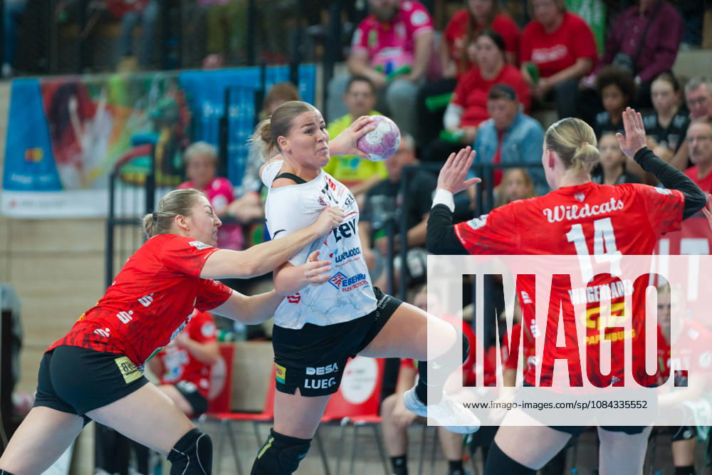 Ilona Kieffer Halle, 72, Liv Navne Zwickau, 27, Tina Wagenlader Halle, 14, SV Union Halle Neustadt vs. BSV Sachsen Zwickau, Women’s Handball Bundesliga, 1st Bundesliga, Matchday 5, 2026–27 Season, October 10, 2026, Halle SWH Arena, Saxony-Anhalt, Germany