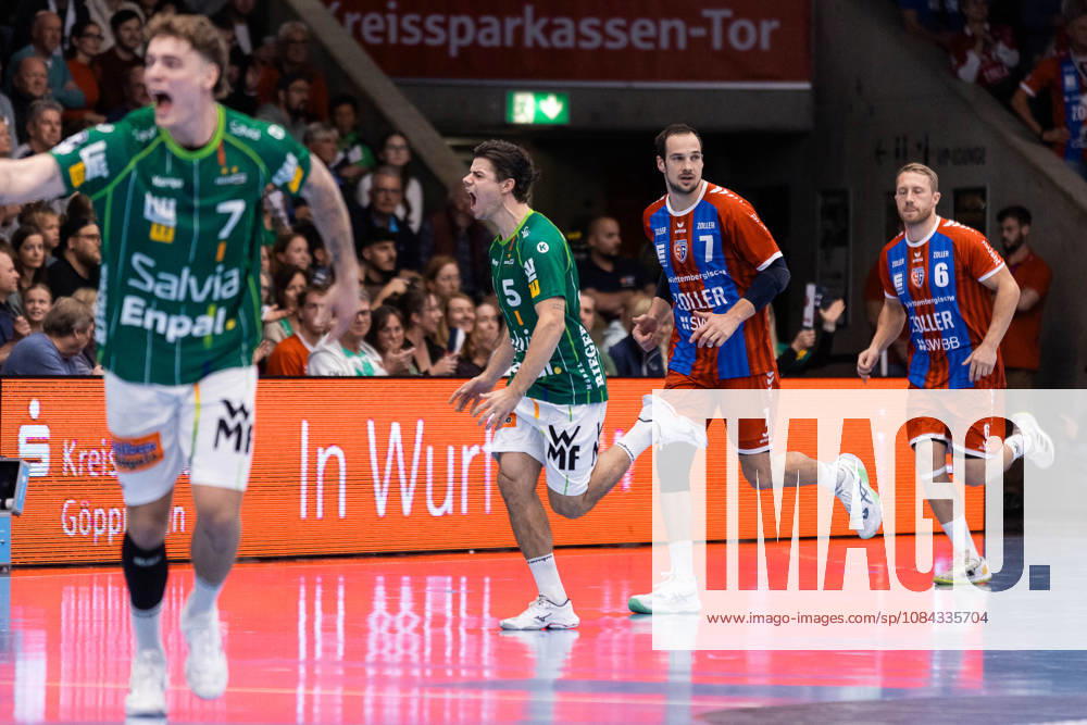 Rutger TEN VELDE FRISCH AUF Goeppingen, 05 Celebration, Joy, Passion, Success, Emotion, Enthusiasm, Positive Emotions GER, FRISCH AUF Goeppingen vs. SG BBM Bietigheim, Handball, Bundesliga, OPEL HBL, Matchday 8, 2026–2027 season, October 10, 2026, GER, FRISCH AUF Goeppingen vs. SG BBM Bietigheim, Handball, Bundesliga, OPEL HBL, Matchday 8, 2026–2027 Season, October 10, 2026, Goeppingen