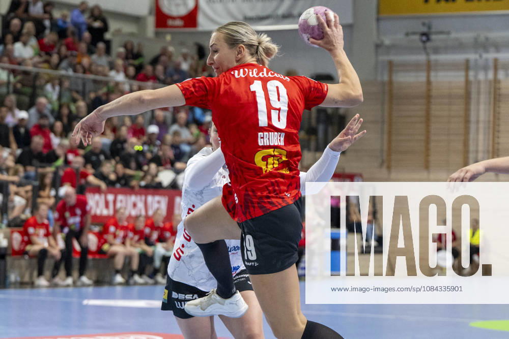 Alsco Women s Handball Bundesliga, 2026–2027 Season: SV Union Halle Neustadt vs. BSV Sachsen Zwickau, Halle, Germany, September 9, 2026. Pictured: Lea Gruber of Halle with the ball, Halle an der Saale, SWH Arena, Saxony-Anhalt, Germany