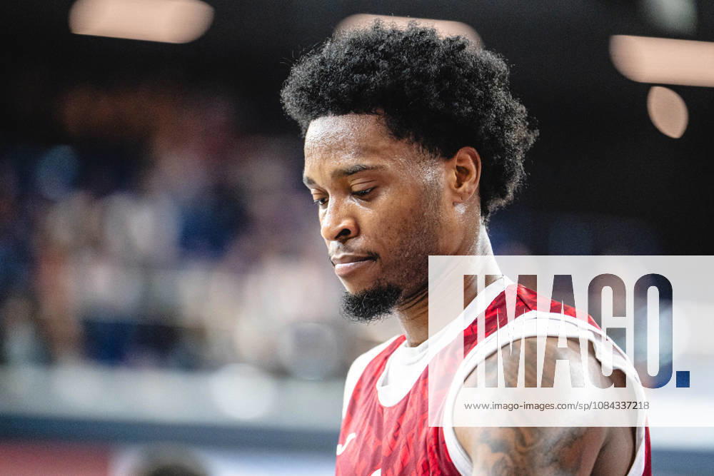 Rostock, Germany, October 10, 2026; easyCredit BBL 2026–2027, Matchday 5: Rostock Seawolves vs. Fitness First Würzburg Baskets. Pictured: Eddie Colbert III of the Fitness First Würzburg Baskets, looking dissatisfied on the court.