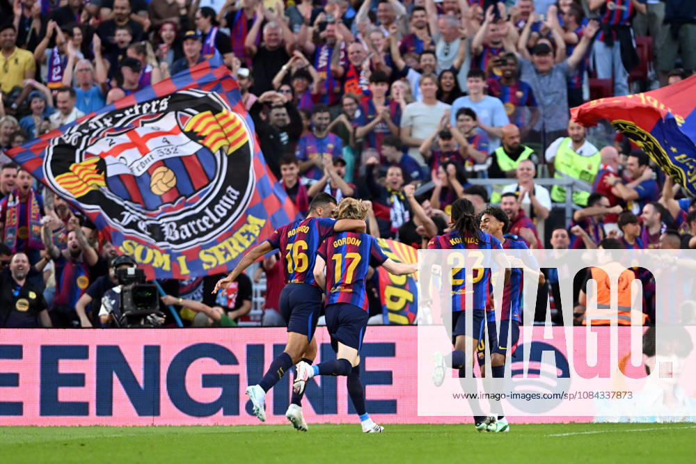 FC Barcelona, Barca v GETAFE CF SPOTIFY CAMP NOU. BARCELONA October 10,2026 FC BARCELONA vs GETAFE CF OCTOBER 10 ,2026 Anthony Gordon (17) of FC Barcelona celebrates scoring his team s first goal with teammates during the match between FC Barcelona and Getafe CF corresponding to the eighth day of La Liga EA Sports at at Spotify Camp Nou in Barcelona, Spain. Barcelona ESP
