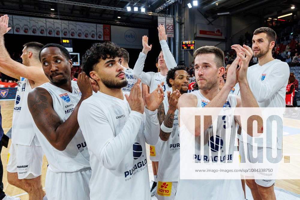 Team, squad, cheering, celebration, positive emotions, positive emotion, end of the game, BMA365 Bamberg Baskets vs. Syntainics MBC, basketball, easyCredit BBL, Matchday 5, October 10, 2026 BMA365 Bamberg Baskets vs. Syntainics MBC, basketball, easyCredit BBL, Matchday 5, October 10, 2026 Bamberg