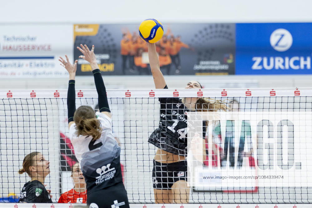 DEKRA 1st Bundesliga Women: Schwarz Weiss Erfurt vs. Rote Raben Vilsbiburg, Erfurt, October 10, 2026; Amanda Cavalcanti (14, Rote Raben Vilsbiburg) vs. Elizabeth Sandbothe (2, Schwarz Weiss Erfurt); DEKRA 1st Bundesliga Women: Schwarz Weiss Erfurt vs. Rote Raben Vilsbiburg, Riethsporthalle, Erfurt