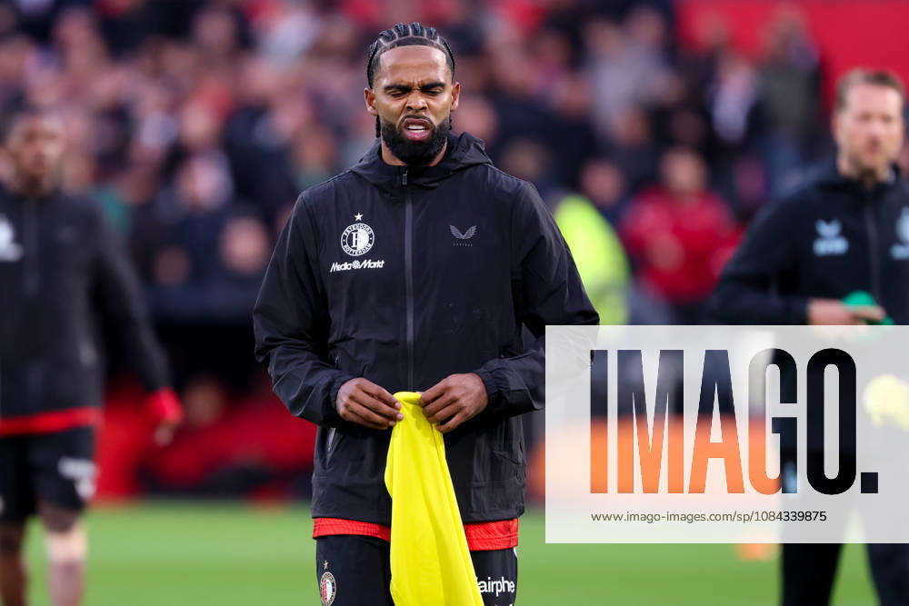 2026-10-10 Feyenoord v AZ Alkmaar - Dutch Eredivisie ROTTERDAM, NETHERLANDS - OCTOBER 10: Warming up of Jeremiah St. Juste of Feyenoord during the Dutch Eredivisie match between Feyenoord and AZ Alkmaar at Stadion Feijenoord on October 10, 2026 in Rotterdam, Netherlands. Rotterdam Stadion Feijenoord Netherlands Content not available for redistribution in The Netherlands directly or indirectly through any third parties.
