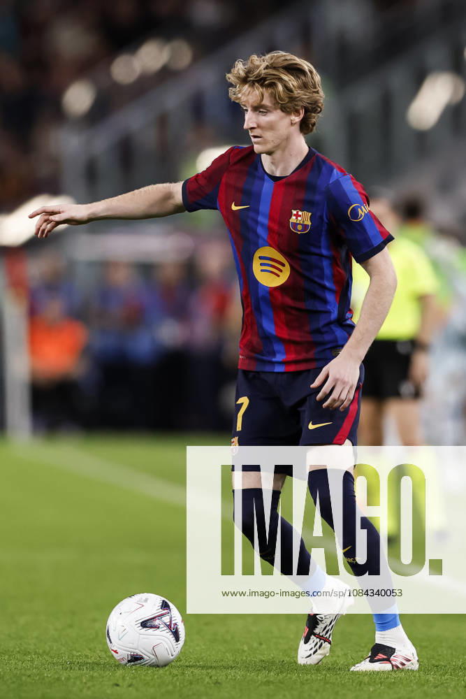 Anthony Gordon of FC Barcelona, Barca in action during the Spanish league, LaLiga EA Sports, football match played between FC Barcelona and Getafe CF at Spotify Camp Nou stadium on October 10, 2026 in Barcelona, Spain. Barcelona Spain - ZUMAa181 20261010_zaa_a181_111