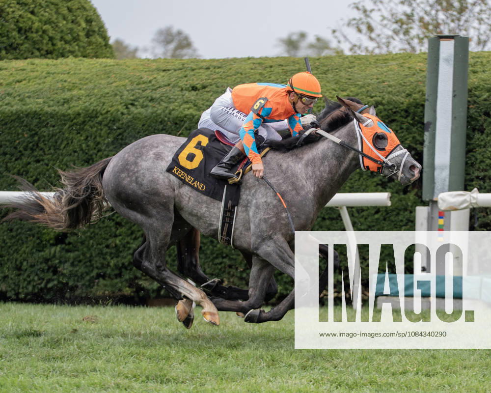 Merlin Monroan (6) ridden by Tyler Gaffalionhe wins an allowance on QEII Day on October 10, 2026. Jessica Morgan Eclipse Sportswire CSM HORSE RACING 2026: QEII GI Day Keeneland OCT 10 - ZUMAcs17 20261010_faf_cs17_012