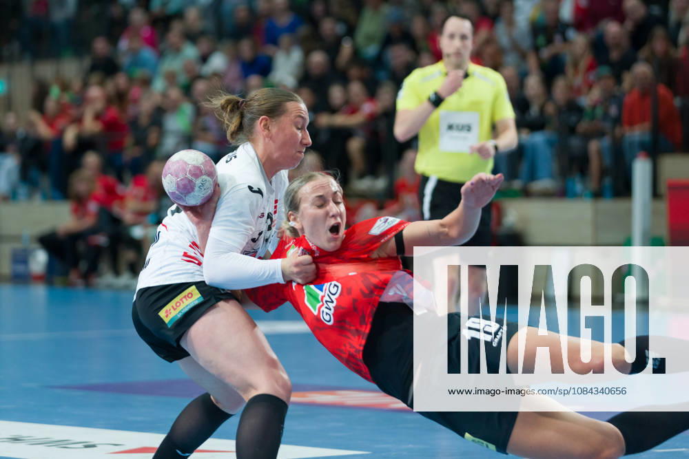 Zoe Stens Zwickau, 73, Lea Gruber, Halle, 19, SV Union Halle Neustadt vs. BSV Sachsen Zwickau, Women’s Handball Bundesliga, 1st Bundesliga, Matchday 5, 2026–27 Season, October 10, 2026, Halle SWH Arena, Saxony-Anhalt, Germany