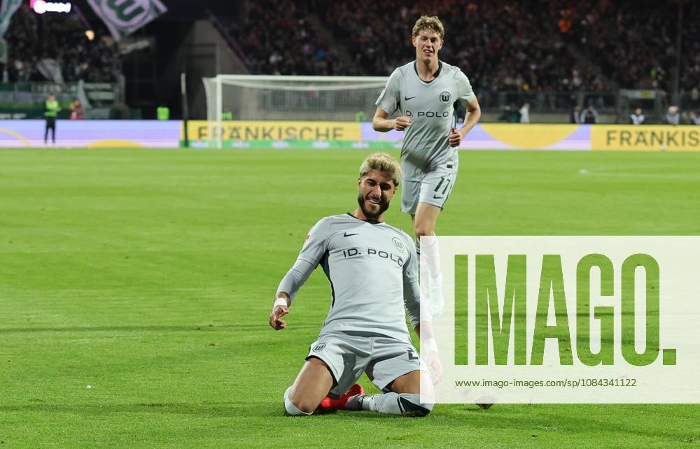 Soccer Season 2026–2027, Matchday 2, Bundesliga, Matchday 7: 1. FC Nürnberg (FCN) vs. VfL Wolfsburg (Wob, Wolves) Sports photo by Zink DaMa . DFL regulations prohibit any use of photographs as image sequences and or quasi-video; for editorial use only. Celebration, Joy, Goal Celebration after the 0–2 goal by Muhammed Damar (20), VfL Wolfsburg; the team celebrates and rejoices; goal scorer Muhammed Damar (20), VfL Wolfsburg