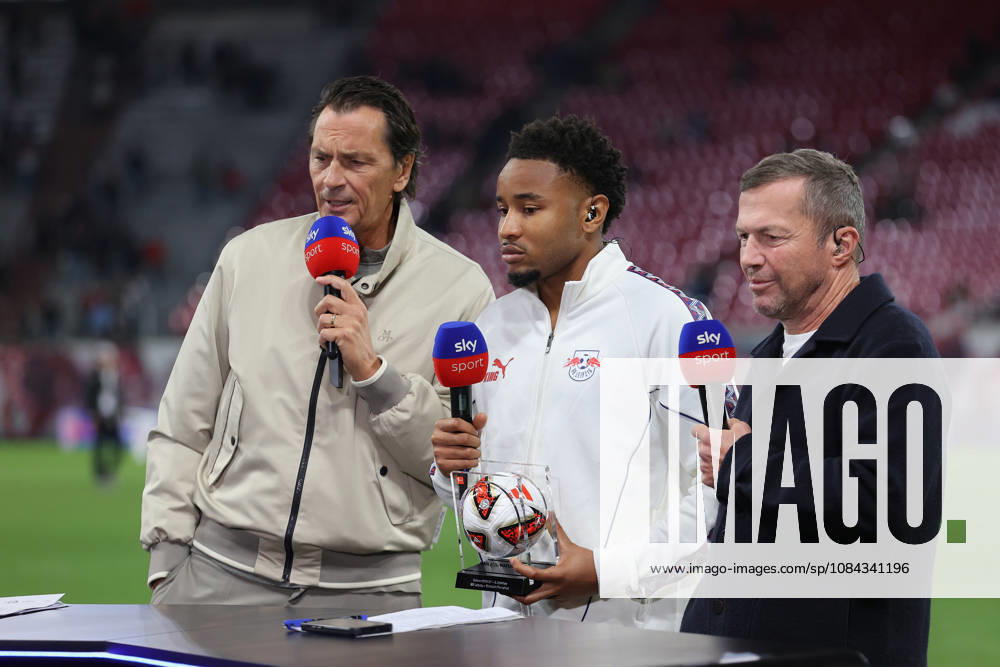 Soccer, Bundesliga 1, RB Leipzig vs. Eintracht Frankfurt, by Sebastian Hellmann, SKY, Christopher Nkunku, RB Leipzig, TV analyst Lothar Matthäus, DFL, DFB. REGULATIONS PROHIBIT ANY USE OF PHOTOGRAPHS AS IMAGE SEQUENCES AND OR QUASI-VIDEO, Leipzig
