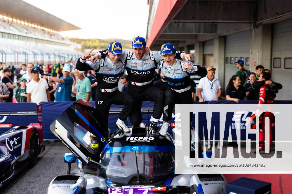 AUTO - ELMS - 4 HOURS OF PORTIMAO 2026 17 LANCHERE Paul (fra), JACOBY Alexander (bra), IGLESIAS Louis (fra), CLX Motorsport, Ligier JS P325 - Toyota, LMP3, celebration winner during the 4 Hours of Portimao 2026, 6th round of the 2026 European Le Mans Series on the Autodromo Internacional do Algarve from October 8 to 10, 2026 in Portimao, Portugal -