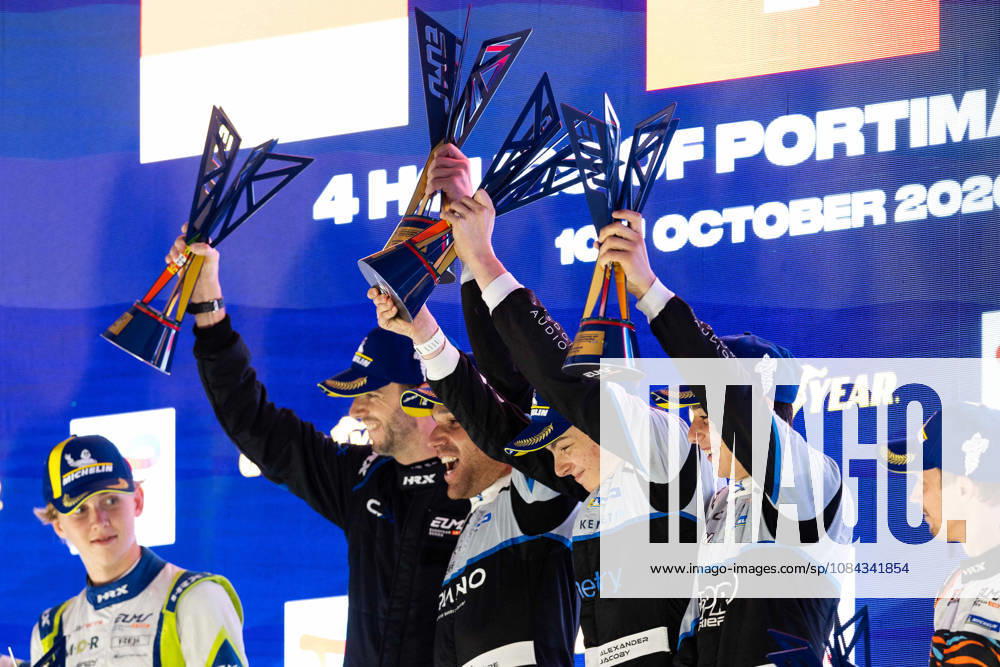 AUTO - ELMS - 4 HOURS OF PORTIMAO 2026 17 LANCHERE Paul (fra), JACOBY Alexander (bra), IGLESIAS Louis (fra), CLX Motorsport, Ligier JS P325 - Toyota, LMP3, podium during the 4 Hours of Portimao 2026, 6th round of the 2026 European Le Mans Series on the Autodromo Internacional do Algarve from October 8 to 10, 2026 in Portimao, Portugal -