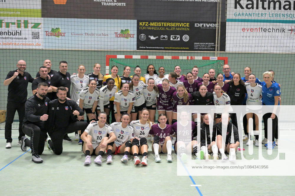 Group photo after the game between TusSies Metzingen and SCM Ramnicu Valcea. TusSies Metzingen vs. SCM Ramnicu Valcea, Handball, EHF, Europa League Qualification Second Leg, 2026–2027 Season, October 10, 2026, TusSies Metzingen vs. SCM Ramnicu Valcea, Handball, EHF, Europa League Qualification Second Leg, 2026–2027 Season, October 10, 2026, Metzingen