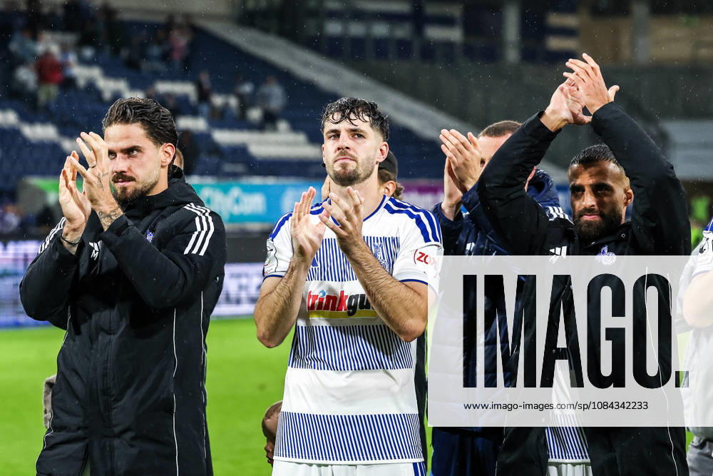 Sports, Soccer, 3rd Division, 2026–2027 Season, Matchday 8: MSV Duisburg vs. TSG 1899 Hoffenheim II, October 10, 2026, Schauinsland Reisen Arena, Lex Tyger Lobinger (MSV Duisburg), 9 Tobias Fleckstein (MSV Duisburg), 5 Ramien Safi (MSV Duisburg), 19 Duisburg, Schauinsland Reisen Arena, North Rhine-Westphalia, Germany