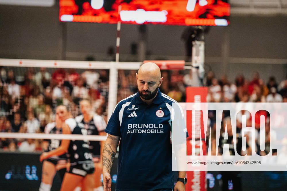 Pictured: Coach Konstantin Bitter, MTV Stuttgart, October 10, 2026; Dresdner SC Allianz MTV Stuttgart; DEKRA 1 Bundesliga Women; Volleyball; Germany; Dresden; Cyberport Arena