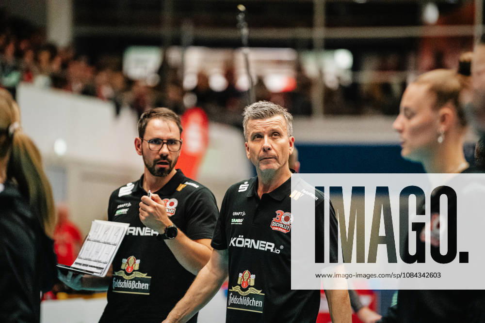 Pictured: Coach Alexander Waibl, Dresdner SC 10 10 2026, Dresdner SC Allianz MTV Stuttgart, DEKRA 1 Bundesliga Women, Volleyball, Germany, Dresden, Cyberport Arena