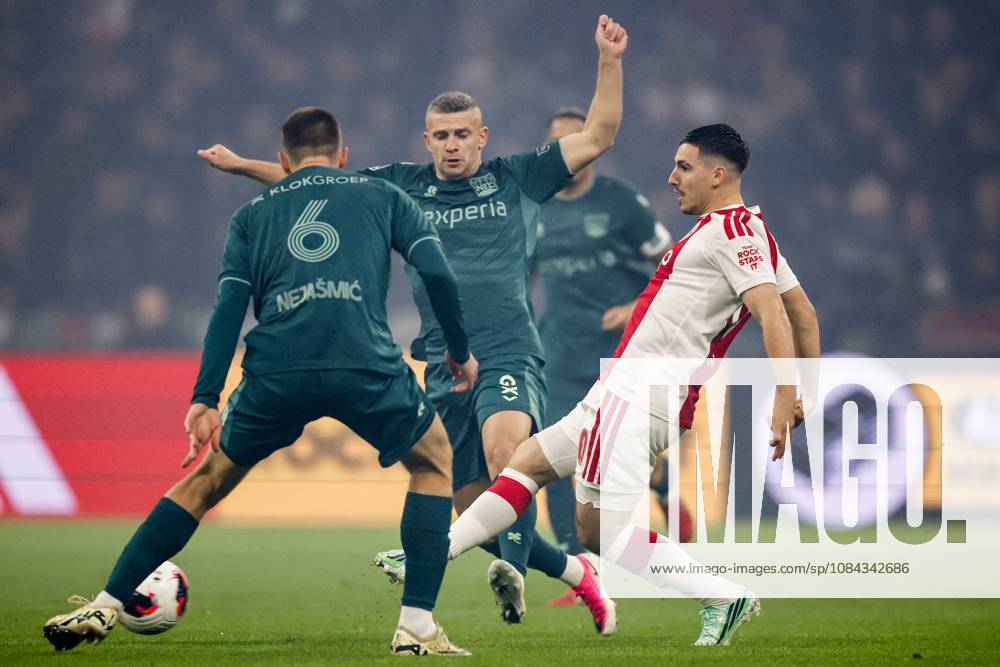 AMSTERDAM - (lr) Darko NejaÅ¡miÄ‡ of NEC Nijmegen, Bryan Linssen of NEC Nijmegen, Oscar Gloukh of Ajax during the Dutch Eredivisie match between AFC Ajax and NEC Nijmegen at the Johan Cruijff ArenA on October 10, 2026 in Amsterdam, the Netherlands. MAURICE VAN STEEN ANP Eredivisie 2026 27 ANPxSportx IVx 572057564 originalFilename: 572057564