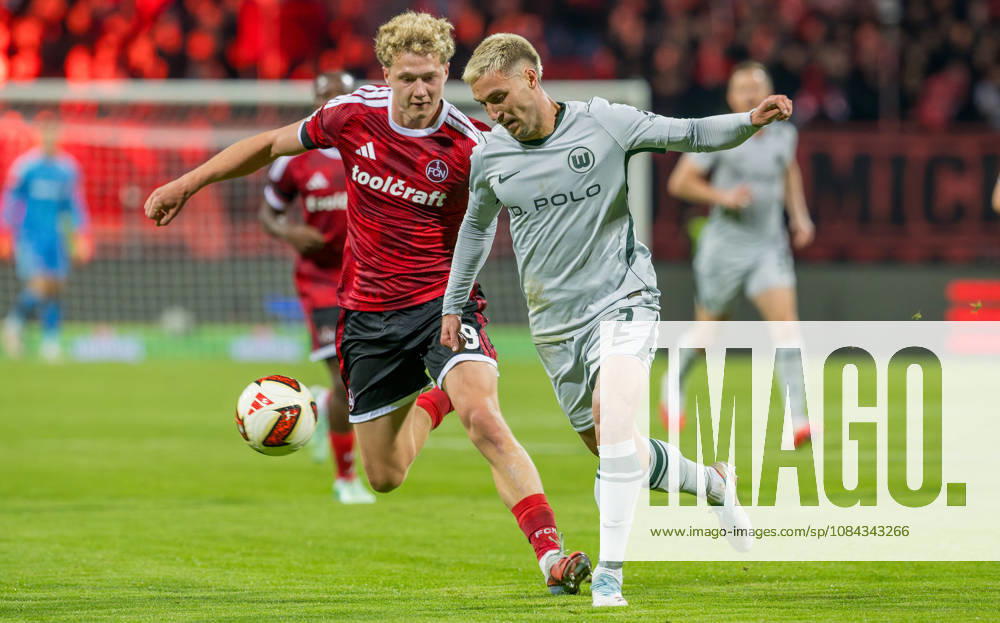 Soccer Season 2026–2027, Matchday 2, Bundesliga, Matchday 7: 1. FC Nürnberg (FCN) vs. VfL Wolfsburg (WOB) Wolves Sports Photo by Zink . DFL regulations prohibit any use of photographs as image sequences and or quasi-video; for editorial use only. Piet Scobel 19, 1 FC Nuremberg (FCN), Kilian Fischer 2, VfL Wolfsburg