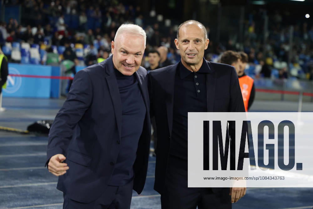 Serie a football match SSC Napoli vs Frosinone Frosinone s Italian Massimiliano Alvini and Napolis Italian coach Massimiliano Allegri during the Serie A football match between SSC Napoli vs Frosinone at the Diego Armando Maradona Stadium in Naples, southern Italy, on October 10, 2026. ABP17485