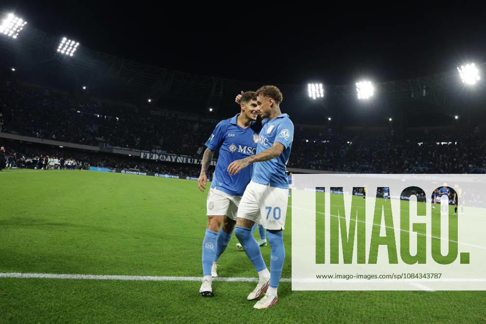 Serie a football match SSC Napoli vs Frosinone Napoli s Dutch midfielder Noa Lang celebrates after scoring a goal of 2-0 during the Serie A football match between SSC Napoli vs Frosinone at the Diego Armando Maradona Stadium in Naples, southern Italy, on October 10, 2026. ABP18059