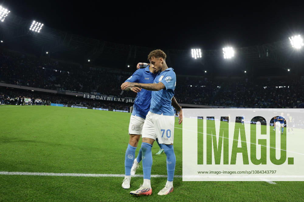 Serie a football match SSC Napoli vs Frosinone Napoli s Dutch midfielder Noa Lang celebrates after scoring a goal of 2-0 during the Serie A football match between SSC Napoli vs Frosinone at the Diego Armando Maradona Stadium in Naples, southern Italy, on October 10, 2026. ABP18064