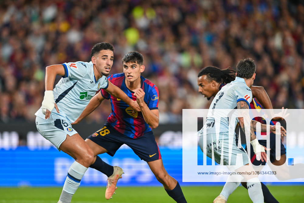 FC Barcelona, Barca v GETAFE CF SPOTIFY CAMP NOU. BARCELONA October 10,2026 FC BARCELONA vs GETAFE CF OCTOBER 10 ,2026 Gerard Martin (18 ) of FC Barcelona vies with Abdel Abqar (5) of Getafe CF during the match between FC Barcelona and Getafe CF corresponding to the eighth day of La Liga EA Sports at at Spotify Camp Nou in Barcelona, Spain. Barcelona ESP