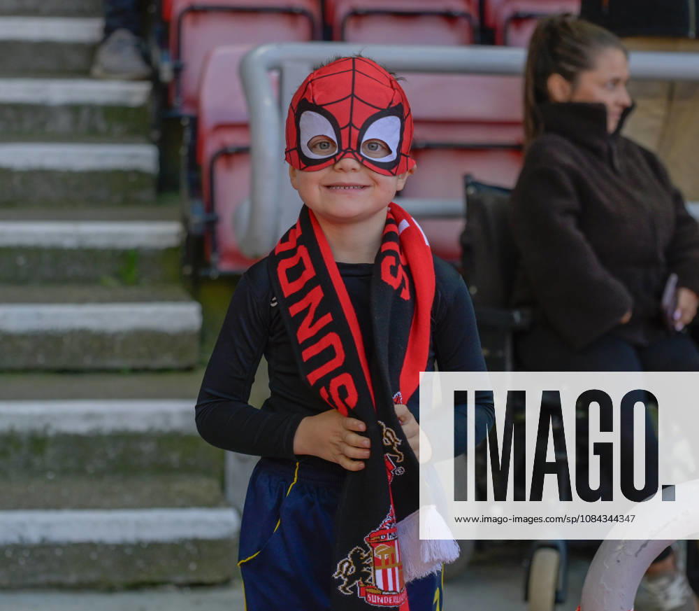 Sunderland v Brighton, Premier League, Football, Stadium Of Light, Sunderland UK - 10 Oct 2026 Young Sunderland fan dressed as Spiderman Sunderland Stadium Of Light Tyne and Wear UK, UK NEWSPAPERS OUT