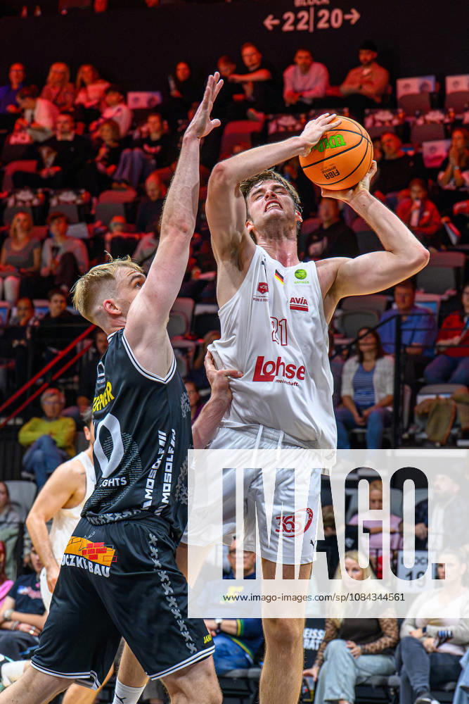 Basketball Season 2026–2027 2nd Bundesliga Pro A Matchday 4 Nuremberg Falcons Basketball Club NBC Kreisbau Kirchheim Knights AlSch Lukas Zerner 10, Kreisbau Kirchheim Knights Jarne Jürgens Juergens 21, Nuremberg Falcons BC NBC
