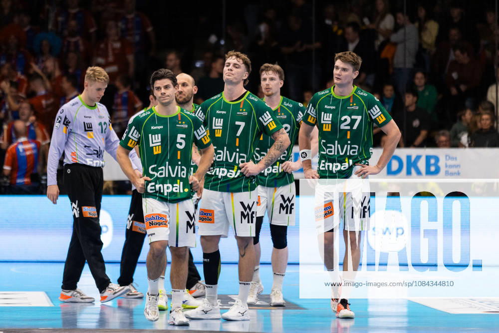 The Goeppingen players are disappointed after the game GER, FRISCH AUF Goeppingen vs. SG BBM Bietigheim, Handball, Bundesliga, OPEL HBL, Matchday 8, 2026–2027 Season, October 10, 2026, GER, FRISCH AUF Goeppingen vs. SG BBM Bietigheim, Handball, Bundesliga, OPEL HBL, Matchday 8, 2026–2027 season, October 10, 2026, Goeppingen