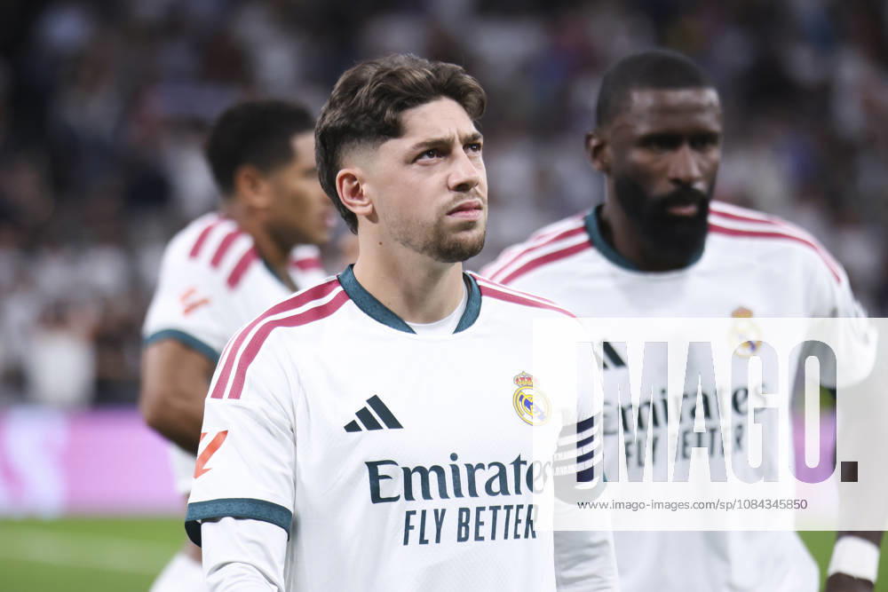 Real Madrid vs. Villarreal, La Liga EA Sports 2026, October 10, 2026, Santiago Bernabéu Stadium, Madrid, Spain Federico Valverde of Real Madrid looks out at the fans during the La Liga EA Sports match between Real Madrid and Villarreal at Santiago Bernabéu Stadium on October 10, 2026, in Madrid, Spain Madrid Santiago Bernabéu Stadium Madrid Spain