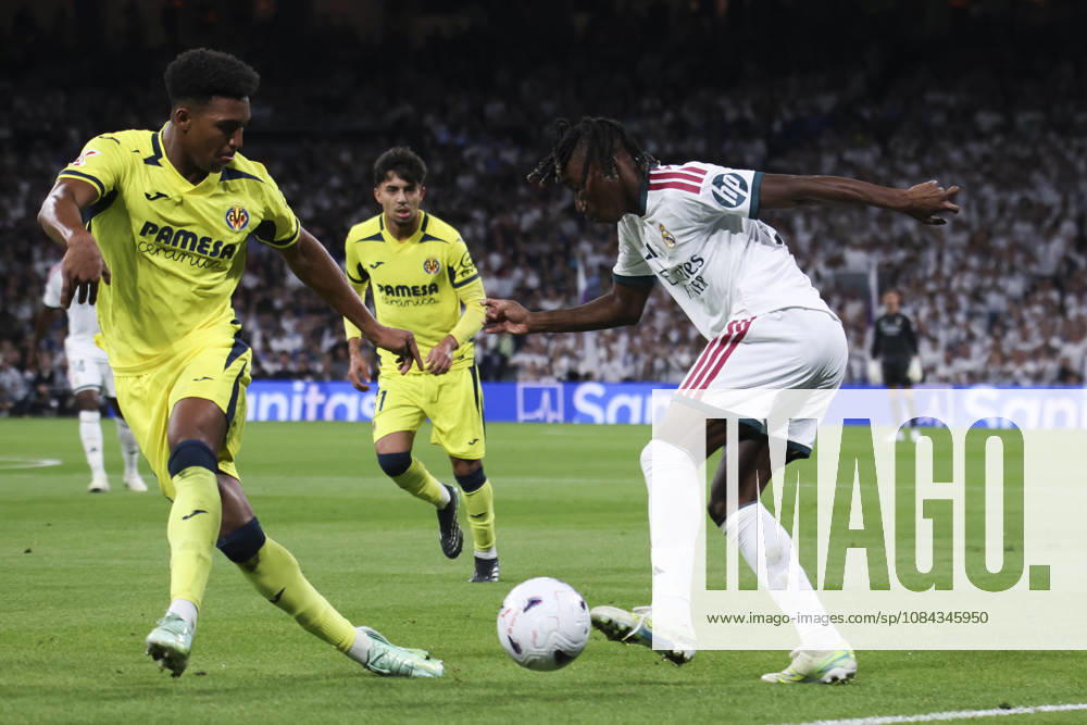 Real Madrid vs. Villarreal, La Liga EA Sports 2026, October 10, 2026, Santiago Bernabéu Stadium, Madrid, Spain Yan Diomande of Real Madrid is defended by Alex Freeman of Villarreal during a La Liga EA Sports match between Real Madrid and Villarreal at Santiago Bernabéu Stadium on October 10, 2026, in Madrid, Spain Madrid Santiago Bernabéu Stadium Madrid Spain