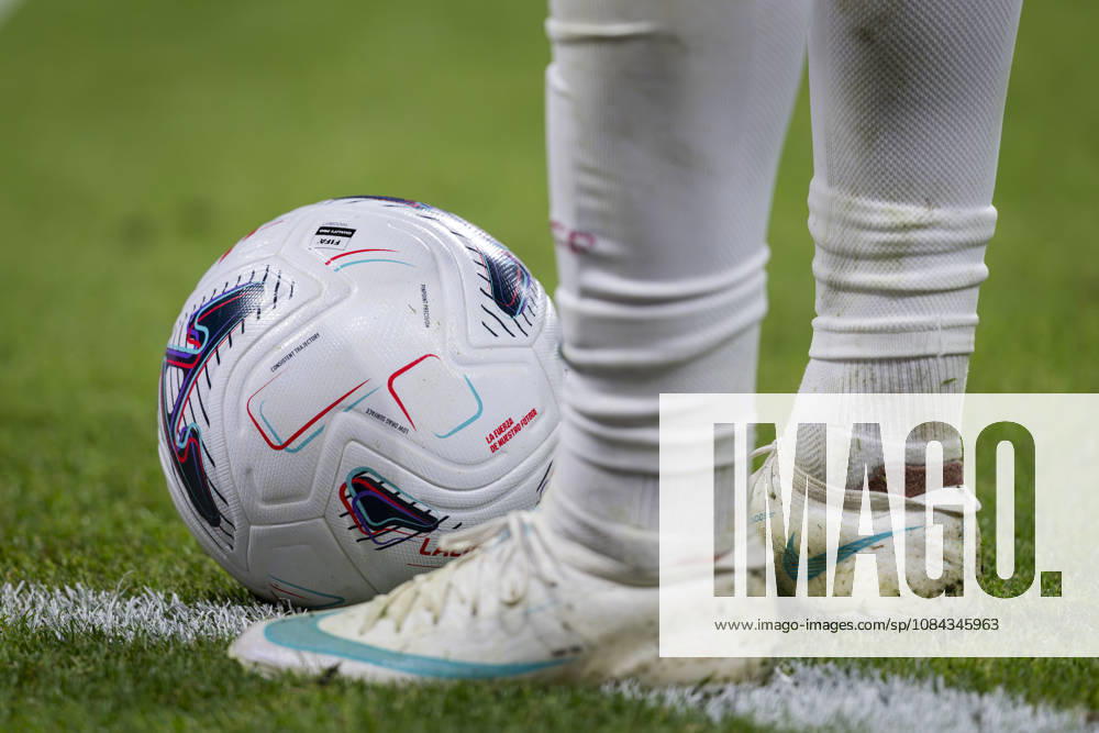 Real Madrid CF v Villarreal CF - LaLiga EA Sports 2026 27 The official ball of the match is seen during the LaLiga EA Sports football match between Real Madrid CF and Villarreal CF at Estadio Bernabeu on October 10, 2026 in Madrid, Spain. Madrid Estadio Bernabeu Madrid Spain