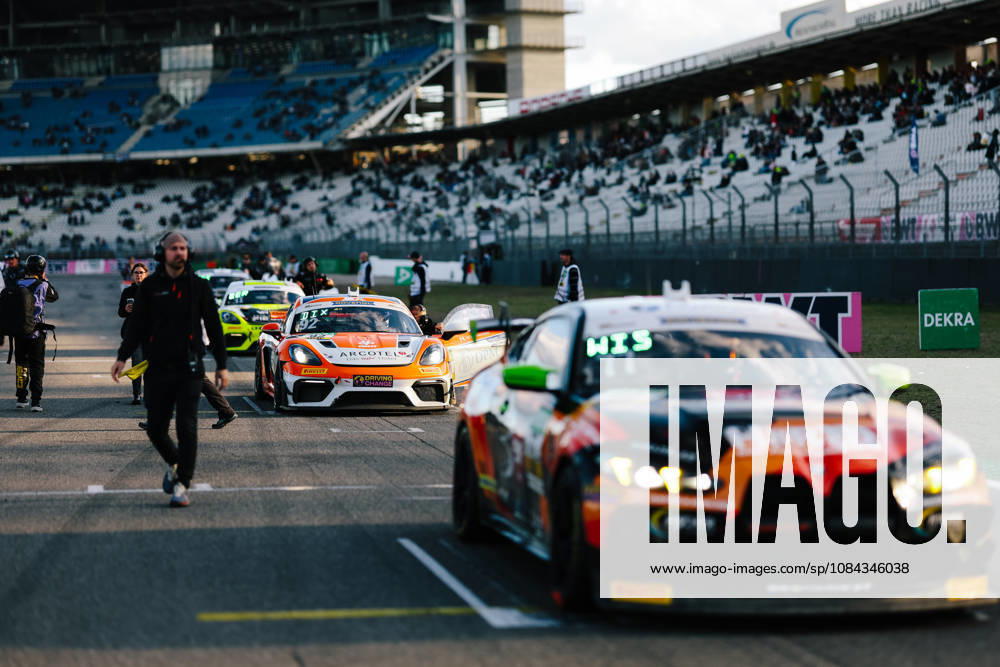 ADAC GT4 Germany, 11. + 12. Rennen Hockenheim 2026 92 Porsche 718 Cayman GT4 Clubsport, Team Wimmer Werk Motorsport: Egor Litvinenko, Oskar Dix, 77 BMW M4 GT4 Evo, ME Motorsport: Linus Hahne, Philip Wiskirchen - picture by Gruppe C Photography Sachsenring Germany