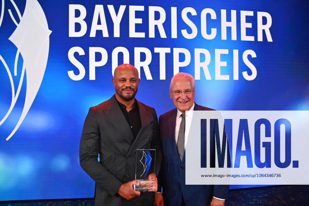 Coach Vincent KOMPANY of Bayern Munich receives the Honorary Award from Bavarian Minister-President Markus SOEDER, alongside Joachim HERRMANN, Bavarian Minister of the Interior, at the 2026 Bavarian Sports Award ceremony at BMW Welt, on the red carpet, on October 10, 2026