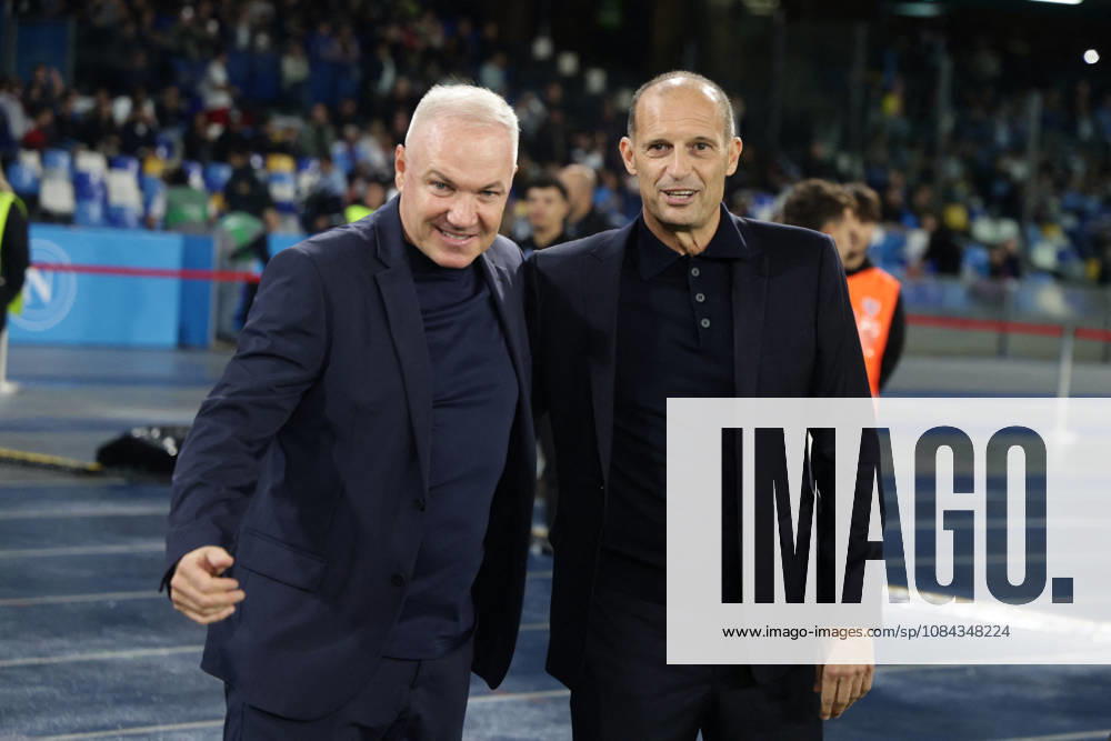 SOCCER - Serie A - SSC Napoli vs. Frosinone Calcio Photo by IPA ABACAPRESS.COM89517634 - Frosinone s Italian coach Massimiliano Alvini and Napoli s Italian coach Massimiliano Allegri during the Serie A soccer match between SSC Napoli and Frosinone at the Diego Armando Maradona Stadium in Naples, southern Italy, on October 10, 2026. Naples Italy