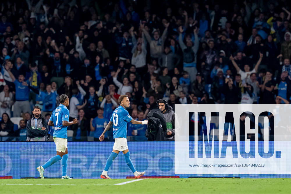 Napoli v Frosinone - Serie A Enilive Noa Lang of SSC Napoli celebrates after scoring second goal during the Serie A Enilive match between Napoli and Frosinone at Stadio Diego Armando Maradona on October 10, 2026 in Naples, Italy Naples Stadio Diego Armando Maradona Campania Italy