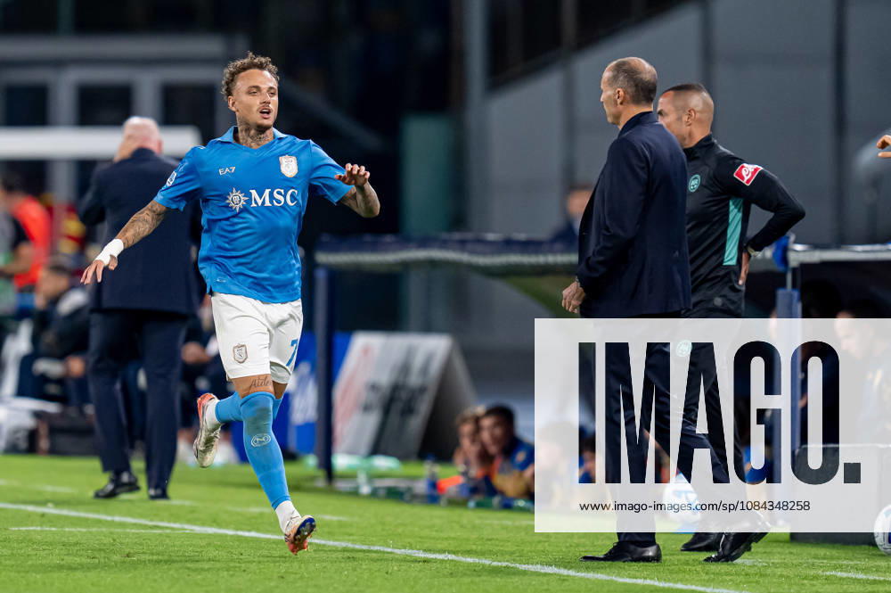 Napoli v Frosinone - Serie A Enilive Noa Lang of SSC Napoli celebrates after scoring second goal during the Serie A Enilive match between Napoli and Frosinone at Stadio Diego Armando Maradona on October 10, 2026 in Naples, Italy Naples Stadio Diego Armando Maradona Campania Italy