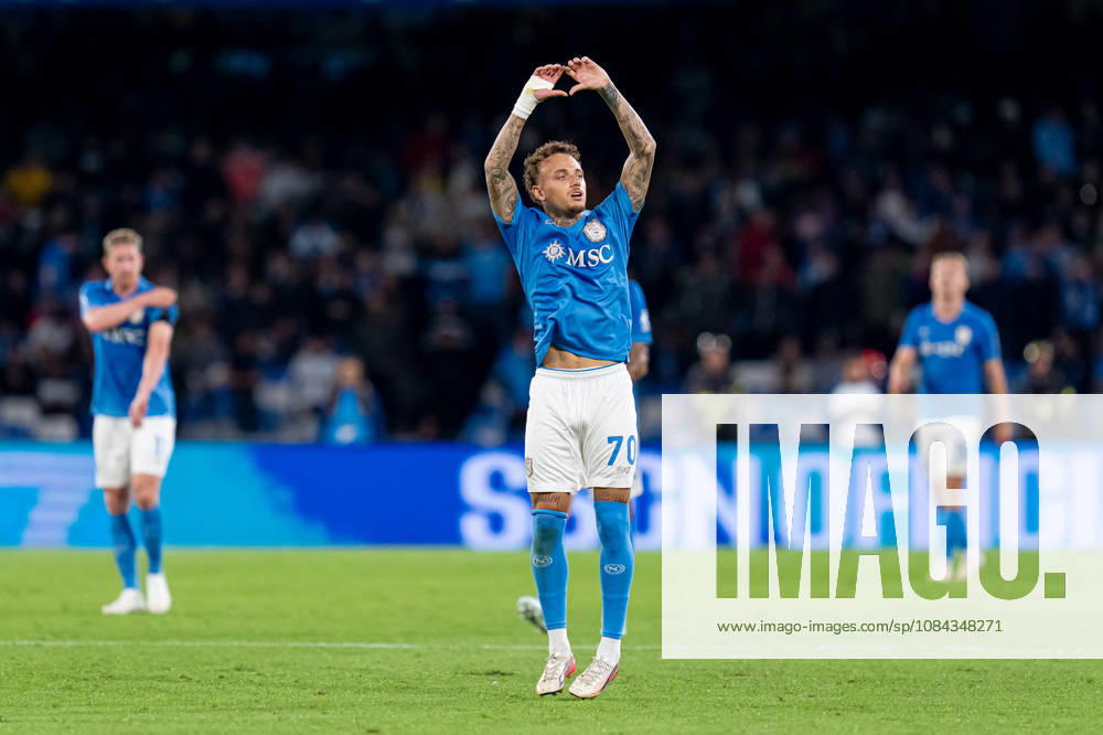 Napoli v Frosinone - Serie A Enilive Noa Lang of SSC Napoli celebrates after scoring second goal during the Serie A Enilive match between Napoli and Frosinone at Stadio Diego Armando Maradona on October 10, 2026 in Naples, Italy Naples Stadio Diego Armando Maradona Campania Italy