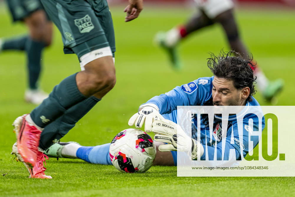 AMSTERDAM: NEC Nijmegen goalkeeper Gonzalo Crettaz during the Vriendenloterij Eredivisie match between Ajax and NEC at the Johan Cruijff ArenA on October 10, 2026, in Amsterdam, Netherlands. Photo by DeFodi Images