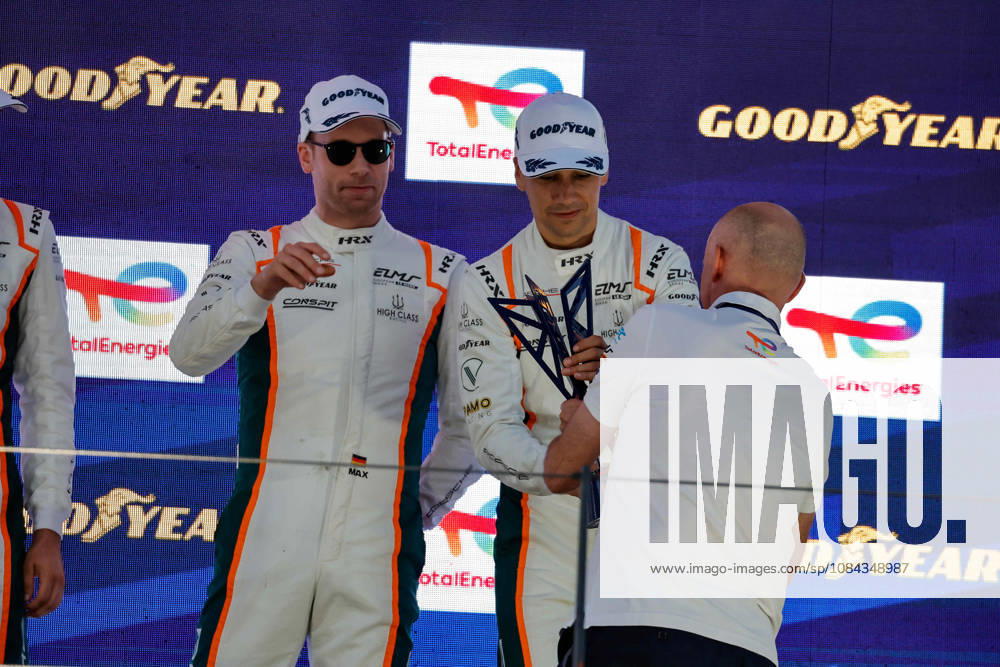 AUTO - ELMS - 4 HOURS OF PORTIMAO 2026 75 KURZEJEWSKI Matt (usa), SARGENT Thomas (usa), LIETZ Richard (aut), Proton Competition, Porsche 911 GT3 R LMGT3, LMGT3, 33 MCDONALD Blake (usa), UDELL Alec (usa), EASTWOOD Charlie (irl), TF Corvette Z06 LMGT3.R, LMGT3, 54 MORITZ Max (ger), PAQUE Benjamin (bel), BACHLER Klaus (aut), High Class Racing, Porsche 911 GT3 R LMGT3, LMGT3, podium, portrait celebration during the 4 Hours of Portimao 2026, 6th round of the 2026 European Le Mans Series on the Autodromo Internacional do Algarve from October 8 to 10, 2026 in Portimao, Portugal - PortimaoPortugal