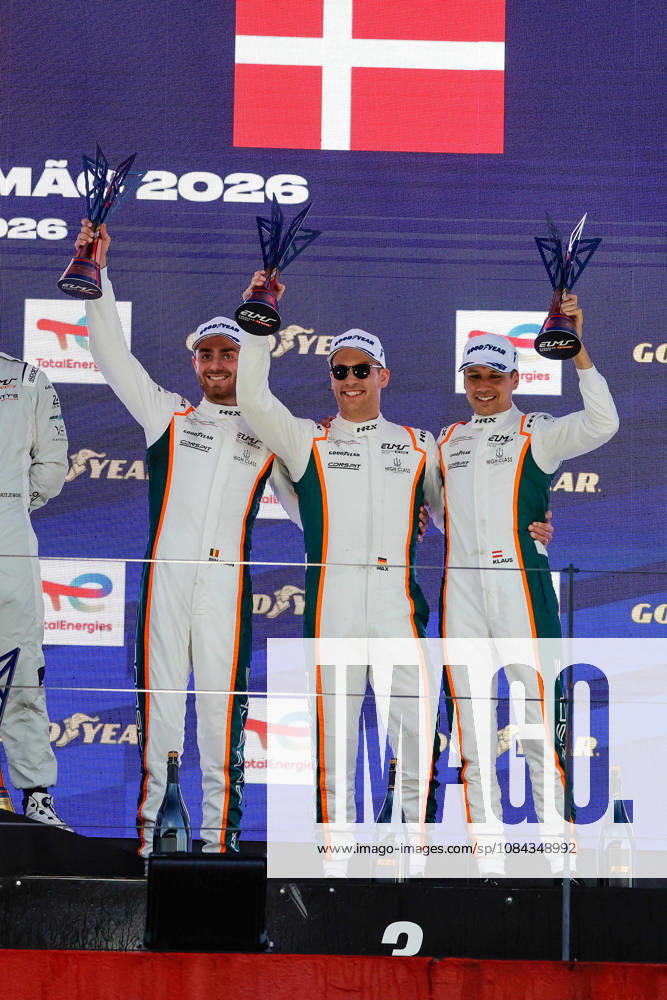 AUTO - ELMS - 4 HOURS OF PORTIMAO 2026 75 KURZEJEWSKI Matt (usa), SARGENT Thomas (usa), LIETZ Richard (aut), Proton Competition, Porsche 911 GT3 R LMGT3, LMGT3, 33 MCDONALD Blake (usa), UDELL Alec (usa), EASTWOOD Charlie (irl), TF Corvette Z06 LMGT3.R, LMGT3, 54 MORITZ Max (ger), PAQUE Benjamin (bel), BACHLER Klaus (aut), High Class Racing, Porsche 911 GT3 R LMGT3, LMGT3, podium, portrait celebration during the 4 Hours of Portimao 2026, 6th round of the 2026 European Le Mans Series on the Autodromo Internacional do Algarve from October 8 to 10, 2026 in Portimao, Portugal - PortimaoPortugal
