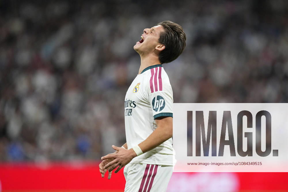 Arda Guler of Real Madrid CF laments during the Spanish League, LaLiga EA Sports, football match between Real Madrid and Villarreal CF at Bernabeu stadium on October 10, 2026, in Madrid, Spain. Real Madrid V Villarreal CF - LaLiga EA Sports - ZUMAa181 20261010_zaa_a181_188