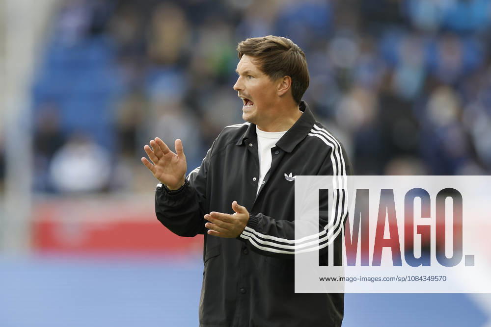 Coach Merlin Polzin of HSV in action during the Bundesliga match between TSG 1899 Hoffenheim and Hamburger SV at the PreZero Arena in Sinsheim, Germany, on October 10, 2026, Sinsheim, Germany, on October 10, 2026. DFB and DFL regulations prohibit any use of photographs as image sequences and or quasi-video,