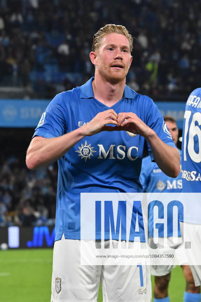 10th October 2026; Stadio Diego Armando Maradona, Naples, Italy; Italian Serie A Football, Napoli versus Frosinone; Kevin De Bruyne of S.S.C. Napoli celebrates after scoring the goal of 3-0 DomenicoxCippitelli