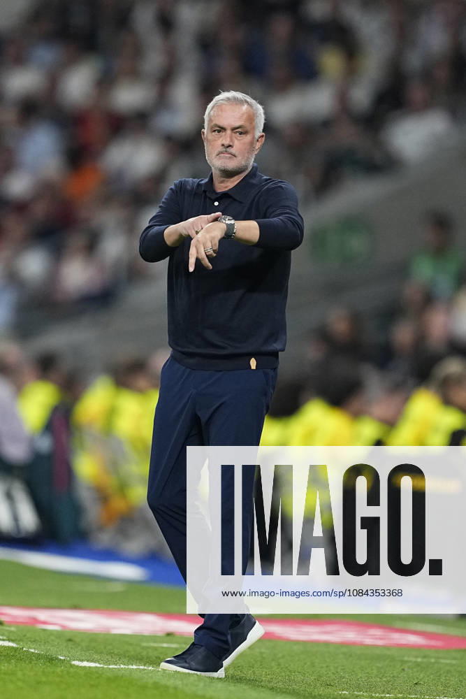Jose Mourinho, head coach of Real Madrid CF, gestures during the Spanish League, LaLiga EA Sports, football match between Real Madrid and Villarreal CF at Bernabeu stadium on October 10, 2026, in Madrid, Spain. Madrid Spain - ZUMAa181 20261010_zaa_a181_226