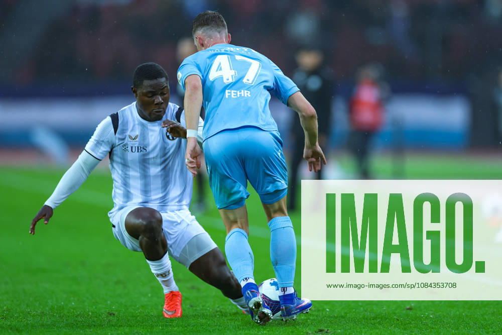 FC Zurich vs. FC Thun, Brack Super League, October 10, 2026: Umeh Emmanuel (11, FC Zurich) in a tackle with Fabio Fehr (47, FC Thun) during the Brack Super League soccer match, FC Zurich vs. FC Thun, October 10, 2026, Letzigrund Stadium, Zurich, Switzerland Zurich Letzigrund Stadium Zurich Switzerland