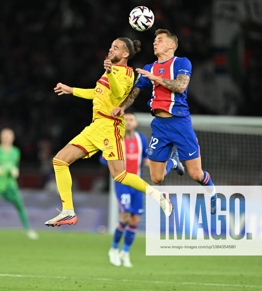 PSG v Le Mans FC - French Ligue 1 PARIS, FRANCE - OCTOBER 10: Lucas Digne (R) of Paris Saint - Germain in action during the French Ligue 1 (L1) soccer match between Paris Saint-Germain (PSG) and Le Mans FC at Parc des Princes stadium in Paris, France on October 10, 2026. Mustafa Yalcin Anadolu Paris France. Editorial use only. Please get in touch for any other usage.