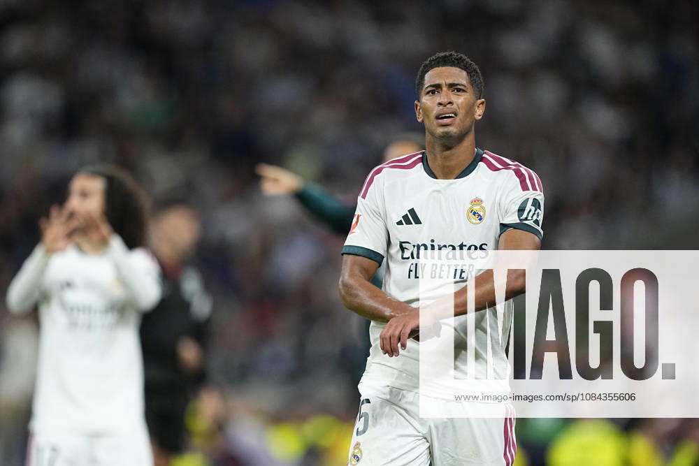 Jude Bellingham of Real Madrid CF protests during the Spanish League, LaLiga EA Sports, football match between Real Madrid and Villarreal CF at Bernabeu stadium on October 10, 2026, in Madrid, Spain. Real Madrid V Villarreal CF - LaLiga EA Sports - ZUMAa181 20261010_zaa_a181_294